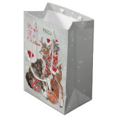 ベビーの初めてのクリスマスウッドランドアニマルズディアバニー ミディアムペーパーバッグ (正面アングル)