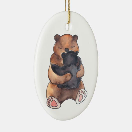 ベビーの初めてのクリスマスウッドランドベアハグ セラミックオーナメント (右)