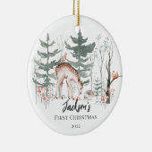 ベビーの初めてのクリスマスウッドランド両面写真 セラミックオーナメント (右)