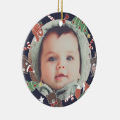 ベビーの初めてのクリスマスウッドランド動物写真 セラミックオーナメント (右)