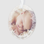 ベビーの初めてのクリスマスエレガントSnowflakes写真 オーナメント (正面)