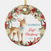 ベビーの初めてのクリスマスオーナメントウッドランド動物 セラミックオーナメント (正面)