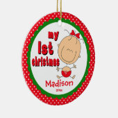 ベビーの初めてのクリスマスオーナメントスティックフィギュア女の子 セラミックオーナメント (右)