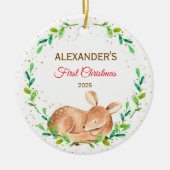 ベビーの初めてのクリスマスオーナメントディアウッドランド セラミックオーナメント (正面)