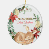ベビーの初めてのクリスマスオーナメントディアウッドランド セラミックオーナメント (左)
