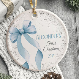 ベビーの初めてのクリスマスオーナメントボウボーイ セラミックオーナメント