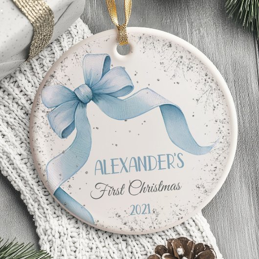 ベビーの初めてのクリスマスオーナメントボウボーイ セラミックオーナメント