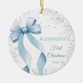 ベビーの初めてのクリスマスオーナメントボウボーイ セラミックオーナメント (正面)