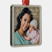 ベビーの初めてのクリスマスオーナメント、写真の個人用設定 メタルオーナメント (右)