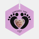 ベビーの初めてのクリスマスオーナメント- Photo Keepsake ガラスオーナメント (裏面)