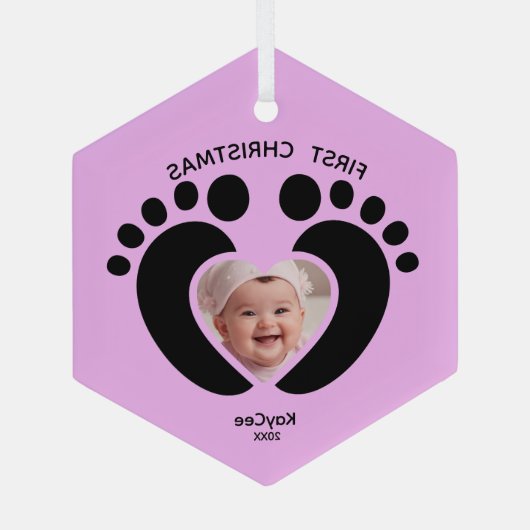 ベビーの初めてのクリスマスオーナメント- Photo Keepsake ガラスオーナメント (裏面)