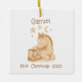 ベビーの初めてのクリスマスカウボーイブーツ&フォール セラミックオーナメント (正面)