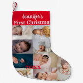 ベビーの初めてのクリスマスカスタムフォトコラージュ名  スモールクリスマスストッキング (正面)
