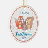 ベビーの初めてのクリスマスカスタム写真かわいい動物 セラミックオーナメント (右)