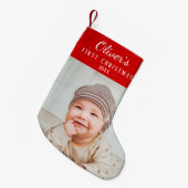 ベビーの初めてのクリスマスカスタム写真 スモールクリスマスストッキング (正面 (吊り時))