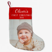 ベビーの初めてのクリスマスカスタム写真 スモールクリスマスストッキング (正面)