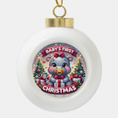 ベビーの初めてのクリスマスカートラブルベアホリデイ セラミックボールオーナメント (正面)