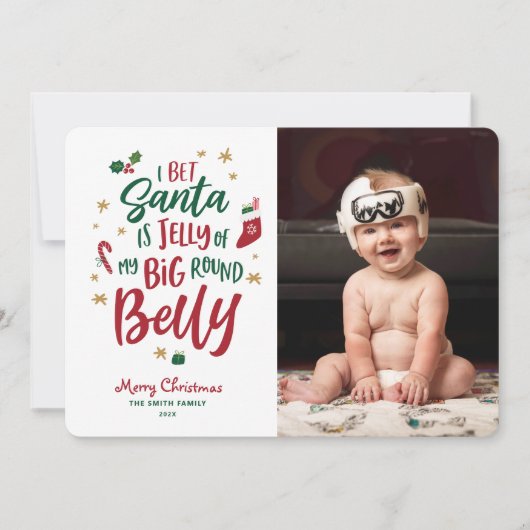 ベビーの初めてのクリスマスカードかわいいおもしろいフォトカード シーズンカード (正面)