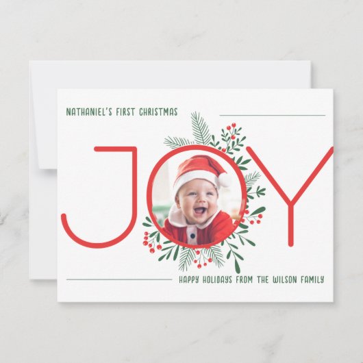 ベビーの初めてのクリスマスカード(うれしそうなデザイン) シーズンカード (正面)