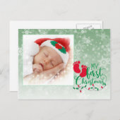 ベビーの初めてのクリスマスカード シーズンポストカード (正面/裏面)
