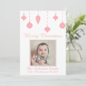 ベビーの初めてのクリスマスガールピンクグリーン シーズンカード (スタンド正面)