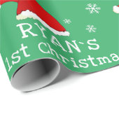 ベビーの初めてのクリスマスグリーンサンタハットスノーフレーク ラッピングペーパー (ロールコーナー)