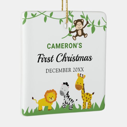 ベビーの初めてのクリスマスサファリジャングル動物かわいい セラミックオーナメント (右)