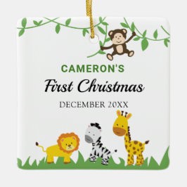 ベビーの初めてのクリスマスサファリジャングル動物かわいい セラミックオーナメント