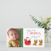 ベビーの初めてのクリスマスサンタそりフォトカード シーズンカード (スタンド正面)