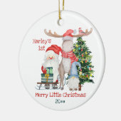 ベビーの初めてのクリスマスサンタとヘルパー写真 セラミックオーナメント (左)