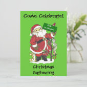 ベビーの初めてのクリスマスサンタツリーアニマルズグリーン 招待状 (スタンド正面)