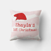 ベビーの初めてのクリスマスサンタハットスノーフレークピンク クッション (裏面)