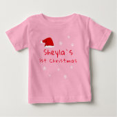 ベビーの初めてのクリスマスサンタハットスノーフレーク ベビーTシャツ (正面)