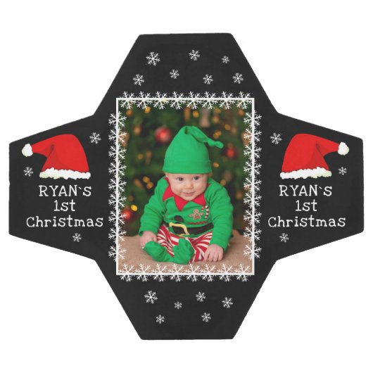 ベビーの初めてのクリスマスサンタ・ハット・スノーフレーク写真 サッカーボール (フラット)