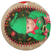 ベビーの初めてのクリスマスサンタ・ハット・スノーフレーク写真 ソフトボール (正面左)