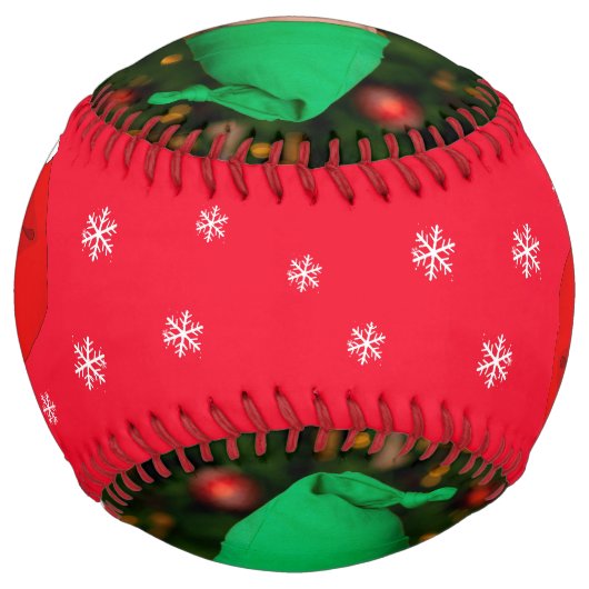 ベビーの初めてのクリスマスサンタ・ハット・スノーフレーク写真 ソフトボール (裏面)