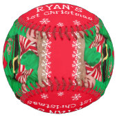 ベビーの初めてのクリスマスサンタ・ハット・スノーフレーク写真 ソフトボール (正面)