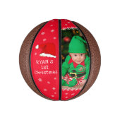 ベビーの初めてのクリスマスサンタ・ハット・スノーフレーク写真 ミニバスケットボール (縦)