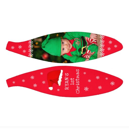 ベビーの初めてのクリスマスサンタ・ハット・スノーフレーク写真 ミニバスケットボール (パネル)