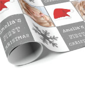 ベビーの初めてのクリスマスサンタ・ハット・スノーフレーク写真 ラッピングペーパー (ロールコーナー)