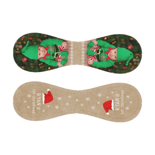 ベビーの初めてのクリスマスサンタ・ハット・スノーフレーク写真 野球ボール (パネル)