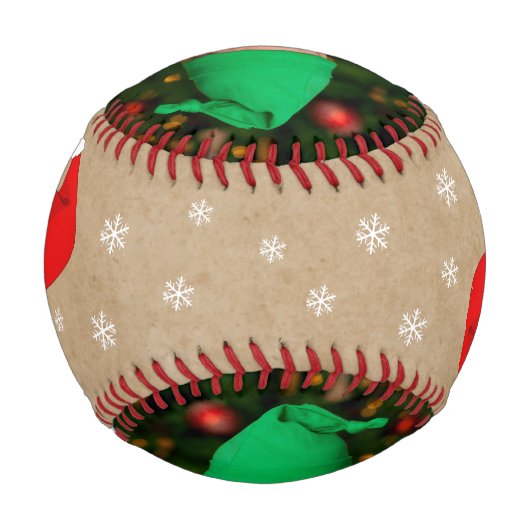 ベビーの初めてのクリスマスサンタ・ハット・スノーフレーク写真 野球ボール (裏面)