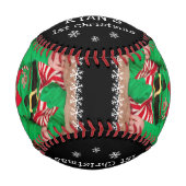 ベビーの初めてのクリスマスサンタ・ハット・スノーフレーク写真 野球ボール (正面)