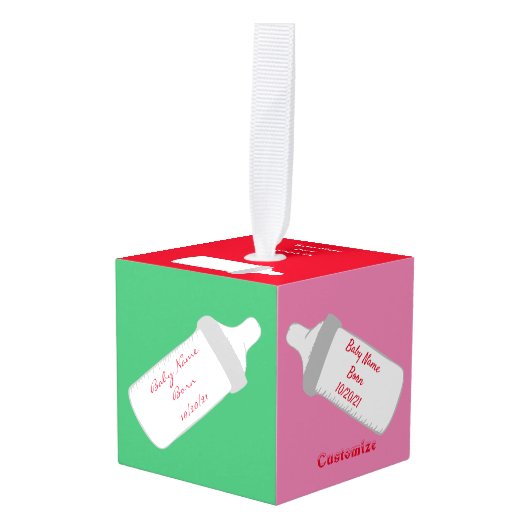 ベビーの初めてのクリスマスサンダー_コーブ キューブオーナメント (正面アングル)