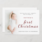 ベビーの初めてのクリスマスシンプル1写真あいさつ シーズンカード (正面/裏面)