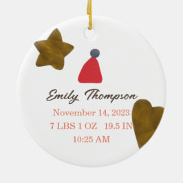 ベビーの初めてのクリスマススター&ハート セラミックオーナメント