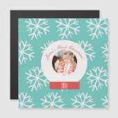 ベビーの初めてのクリスマススノーグローブスノーフレークティール（緑がかった色） (正面/裏面)