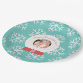 ベビーの初めてのクリスマススノーグローブスノーフレークティール（緑がかった色） ペーパープレート (アングル)