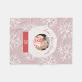 ベビーの初めてのクリスマススノーグローブピンクの雪片 フリースブランケット (正面(横))