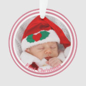 ベビーの初めてのクリスマススノーフレークオンピンク オーナメント (正面)